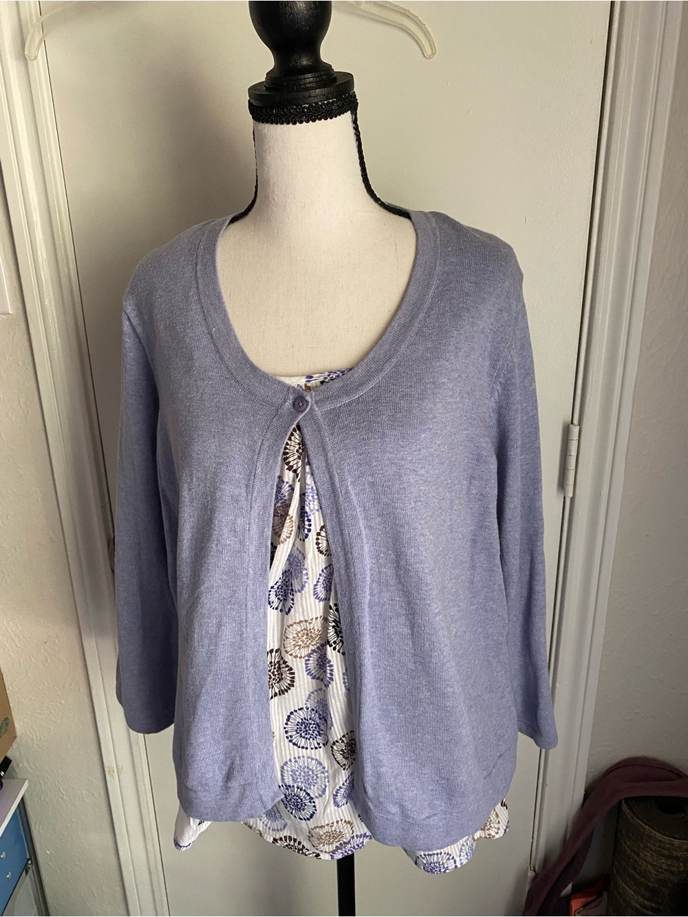Croft & Barrow Layered Knit Cardigan Sweater Top